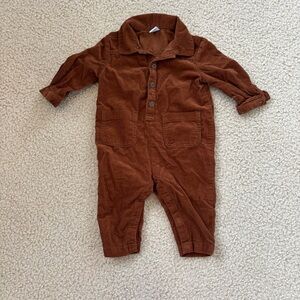 Old Navy Baby Boy Brown Corduroy Jumpsuit Size 6-12 Months